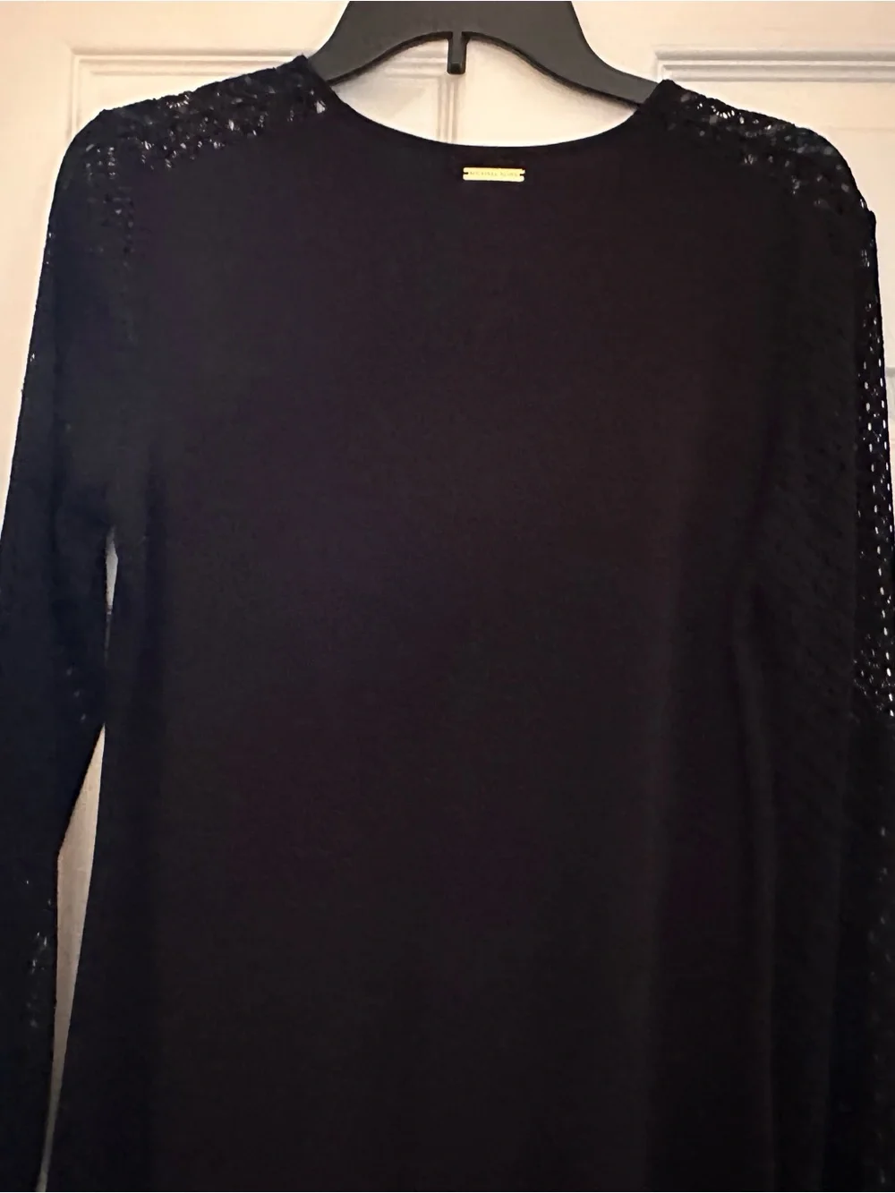 Michael Kors Black Long-Sleeve Lace Panel Shift Dress size medium NWOT